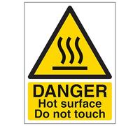 V Safety Danger Hot Surface Do Not Touch - Portrait 200 x 300mm - 2mm Rigid Plastic Safety Sign