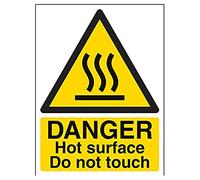 V Safety Danger Hot Surface Do Not Touch Sign - 150mm x 200mm - Self Adhesive Vinyl