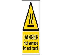 V Safety Danger Hot Surface Do Not Touch Sign - 200mm x 300mm - Self Adhesive Vinyl