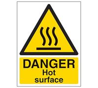 V Safety Danger Hot Surface - Portrait 150 x 200mm - 2mm Rigid Plastic Safety Sign