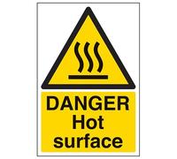 V Safety Danger Hot Surface Warning Sign - 200mm x 300mm - Self Adhesive Vinyl