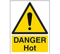 V Safety Danger Hot Warning Sign - 150mm x 200mm - Self Adhesive Vinyl