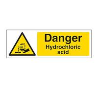 V Safety Danger Hydrochloric Acid - Landscape 300 x 100 mm - 2mm Rigid Plastic Safety Sign