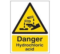 V Safety Danger Hydrochloric Acid - Portrait 150 x 200 mm - Self Adhesive Vinyl - Aluminium Effect Safety Sign