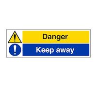 V Safety Danger/Keep Away - Landscape 300 x 100 mm - 2mm Rigid Plastic Safety Sign