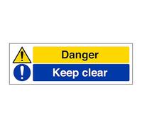 V Safety Danger/Keep Clear - Landscape 300 x 100 mm - Glow In The Dark Self Adhesive Vinyl Safety Sign