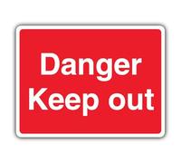 V Safety Danger Keep Out - Red Landscape Safety Sign - 400 x 300 mm - Face Adhesive Window Sticker