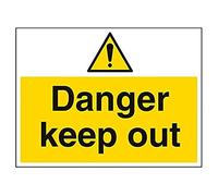 V Safety Danger Keep Out Warning Sign - 400mm x 300mm - 1mm Rigid Plastic