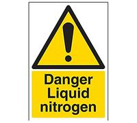 V Safety Danger Liquid Nitrogen Warning Sign - 200mm x 300mm - Self Adhesive Vinyl