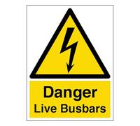 V Safety Danger Live Busbars - Portrait 200 x 300mm - 2mm Rigid Plastic Safety Sign