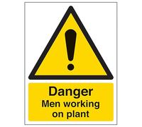 V Safety Danger Men Working On Plant - Portrait 200 x 300 mm - Glow In The Dark Self Adhesive Vinyl Safety Sign