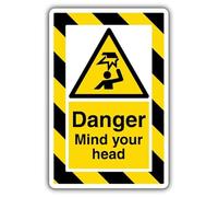 V Safety Danger Mind Your Head - ExtraViz 250 x 350 mm - Face Adhesive Window Sticker Safety Sign