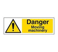 V Safety Danger Moving Machinery Warning Sign - 300mm x 100mm - 2mm Rigid Plastic