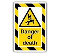 V Safety Danger Of Death - ExtraViz 250 x 350 mm - Self Adhesive Vinyl Safety Sign