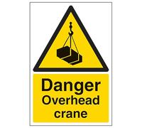 V Safety Danger Overhead Crane - Portrait 200 x 300mm - 2mm Rigid Plastic Safety Sign
