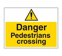V Safety Danger, Pedestrians Crossing Warning Sign - 400mm x 300mm - 2mm Rigid Plastic