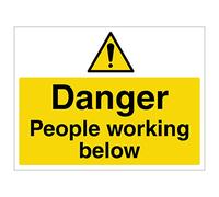 V Safety Danger people working below - 400x300-1mm Rigid Plastic safety sign