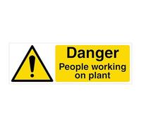 V Safety Danger People Working On Plant - Landscape 600 x 200 mm - Glow In The Dark Self Adhesive Vinyl Safety Sign