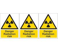 V Safety Danger Radiation Risk - Portrait 150 x 200mm - 2mm Rigid Plastic Safety Sign (Pack of 3)