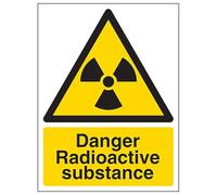 V Safety Danger Radioactive Substance - Portrait 150 x 200mm - 2mm Rigid Plastic Safety Sign
