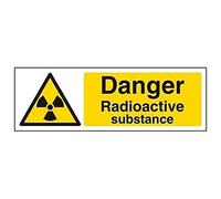 V Safety Danger Radioactive Substance Warning Sign - 300mm x 100mm - Self Adhesive Vinyl