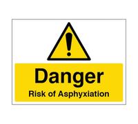 V Safety Danger Risk of Asphyxiation - Large Landscape 400 x 300 mm - Self Adhesive Vinyl Safety Sign