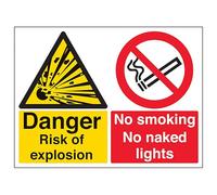 V Safety Danger Risk Of Explosion - Large Landscape 400 x 300 mm - Glow In The Dark Self Adhesive Vinyl Safety Sign