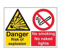 V Safety Danger Risk Of Explosion Warning Sign - 400mm x 300mm - 1mm Rigid Plastic