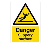 V Safety Danger Slippery Surface - A4 210 x 297 mm (A4) - 3mm Reflective Aluminium Composite Safety Sign