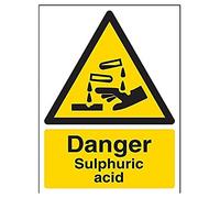 V Safety Danger Sulphuric Acid Warning Sign - 150mm x 200mm - 1mm Rigid Plastic