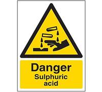 V Safety Danger Sulphuric Acid Warning Sign - 150mm x 200mm - Self Adhesive Vinyl