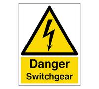 V Safety Danger Switchgear - Portrait 150 x 200mm - 1mm Rigid Plastic Safety Sign