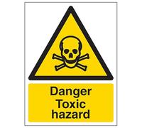 V Safety Danger Toxic Hazard - Portrait 150 x 200 mm - Glow In The Dark 1mm Rigid Plastic Safety Sign