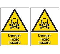 V Safety Danger Toxic Hazard Warning Sign - 150mm x 200mm - Self Adhesive Vinyl (Pack of 2)