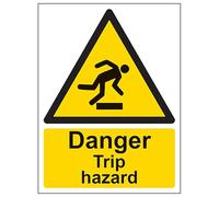 V Safety Danger Trip Hazard - Portrait 150 x 200mm - 2mm Rigid Plastic Safety Sign
