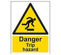 V Safety Danger Trip Hazard Warning Sign - 150mm x 200mm - 1mm Rigid Plastic