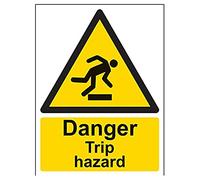 V Safety Danger Trip Hazard Warning Sign - 150mm x 200mm - Self Adhesive Vinyl