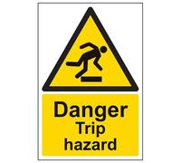 V Safety Danger Trip Hazard Warning Sign - 200mm x 300mm - Self Adhesive Vinyl
