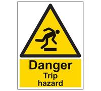 V Safety Danger Trip Hazard Warning Sign - 300mm x 400mm - 2mm Rigid Plastic