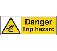 V Safety Danger Trip Hazard Warning Sign - 450mm x 150mm - Self Adhesive Vinyl