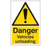 V Safety Danger Vehicles Unloading - Portrait 200 x 300mm - 3mm Aluminium Composite Safety Sign