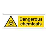 V Safety Dangerous Chemicals - Landscape 600 x 200 mm - Glow In The Dark 1mm Rigid Plastic Safety Sign