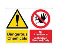 V Safety Dangerous Chemicals/No Admittance - Landscape 400 x 300 mm - 2mm Rigid Plastic Safety Sign