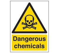 V Safety Dangerous Chemicals Warning Sign - 150mm x 200mm - 1mm Rigid Plastic