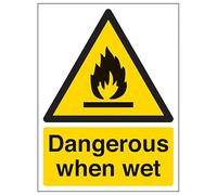 V Safety Dangerous When Wet - Portrait 150 x 200mm - 2mm Rigid Plastic Safety Sign