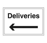 V Safety Deliveries Arrow Left General Sign - Rigid Plastic - 300X200mm (X3)