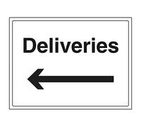 V Safety Deliveries, Arrow Left Sign - 400mm x 300mm - Self Adhesive Vinyl