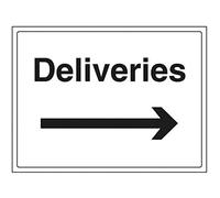 V Safety Deliveries, Arrow Right Sign - 400mm x 300mm - 1mm Rigid Plastic