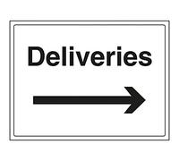 V Safety Deliveries, Arrow Right Sign - 400mm x 300mm - Self Adhesive Vinyl