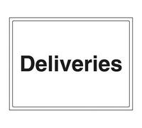 V Safety Deliveries General Information Sign - Adhesive Vinyl - 400X300mm (X3)